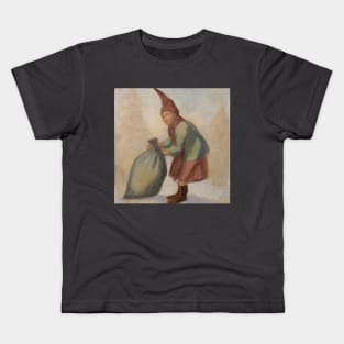 Christmas elf with a bag of presents Kids T-Shirt